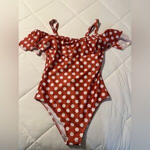 One Piece Swimsuit Peek and Beau Rust Orange with White Size 32 F